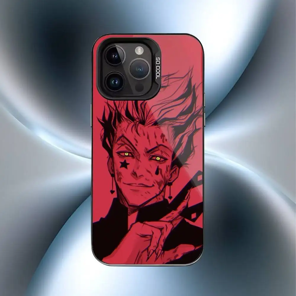 حافظة هاتف أنيمي H-Hisoka M-Morow لهاتف iPhone17,16,15,14,13,12,11 Plus,Pro Max غطاء مقاوم للصدمات باللون الأسود غير اللامع