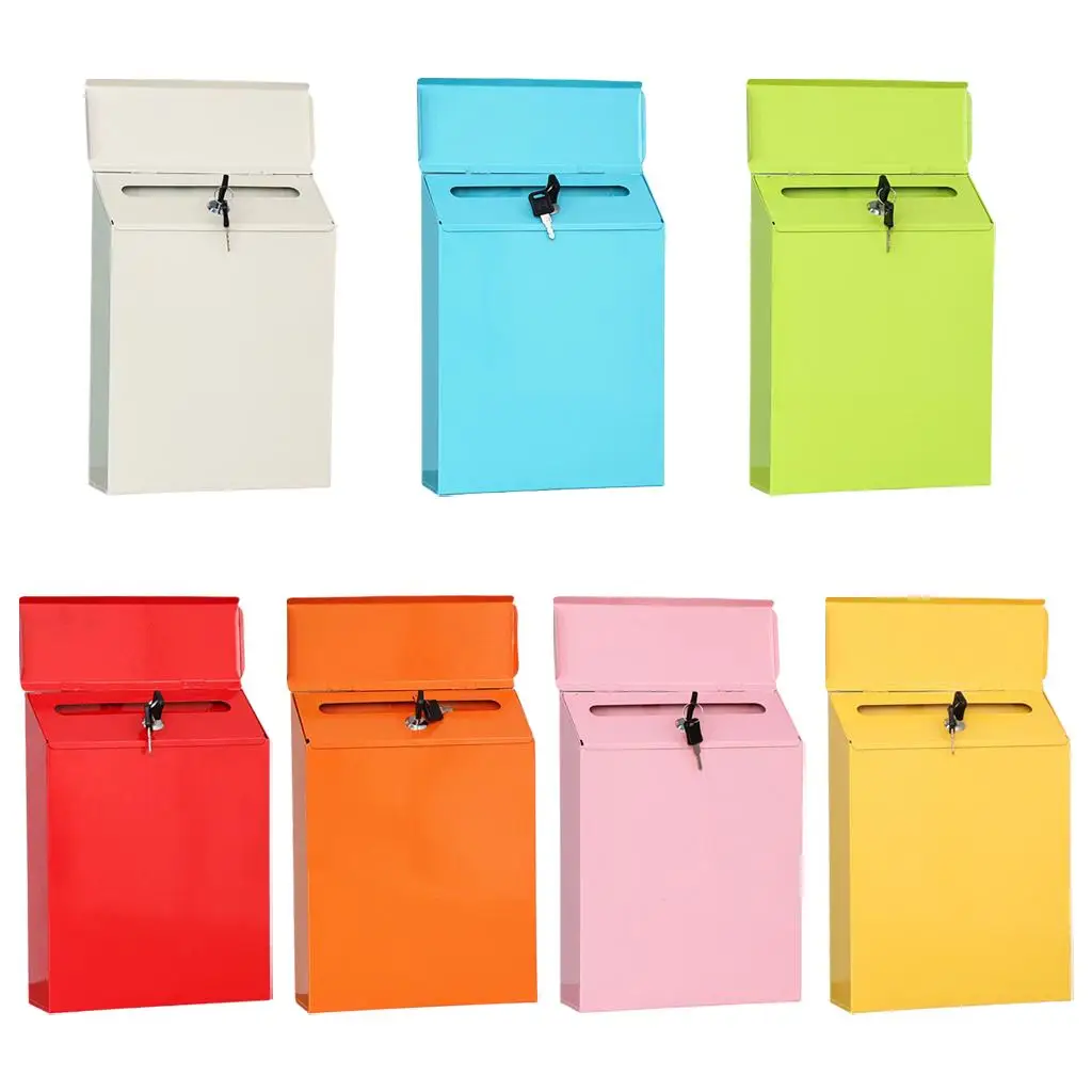 Modern Upright Lockable Iron Mailbox Letter Box Durable Keyed Stationery Newspaper Holder Secure Mailbox Door