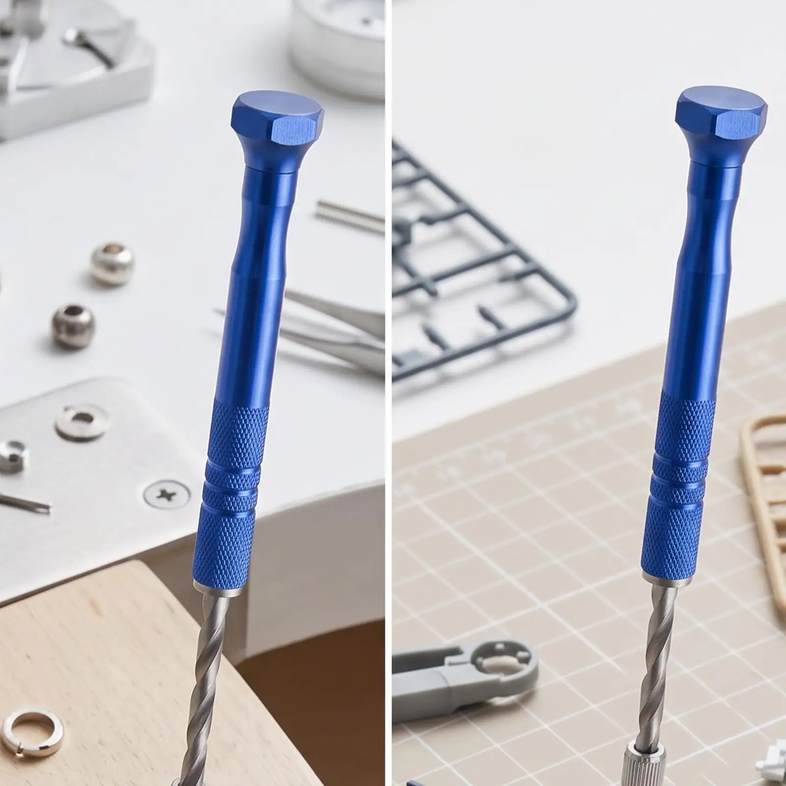 Non-Slip Precision Hand Drill | Knurled Grip, Metal helical Shaft, Manual Hand Drill with Collets, for Jewelry Making
