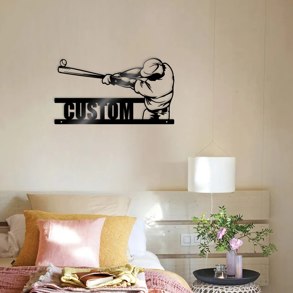 

1PC Fashion Boy playing baseball Customized Text Iron Signs Iron Signs Iron Wall Signs For Bedroom Decor For Living Room Decor