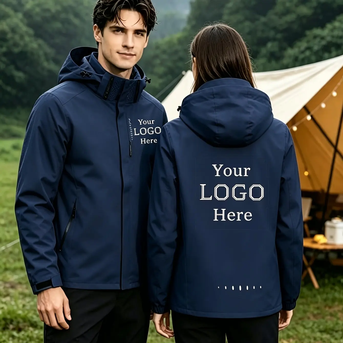 Custom-Made Detachable Hooded Jacket with Zipper-Closed Wind Protection Top with Personalized Photos Text Or LOGO