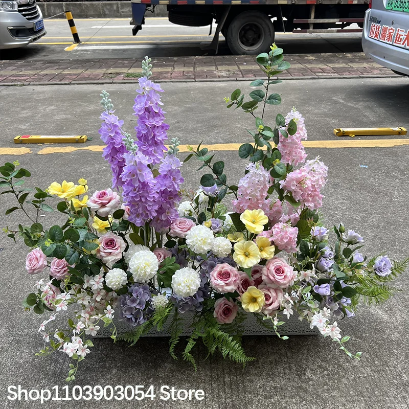 3D Grüne Pflanzen Rosen-Hortensien-Blumenreihe Hochzeitstisch Floristik Kommerzielle Platz-Trennwand Hotel-Szenen-Layout Bodenblumen-Dekoration – Detail 6