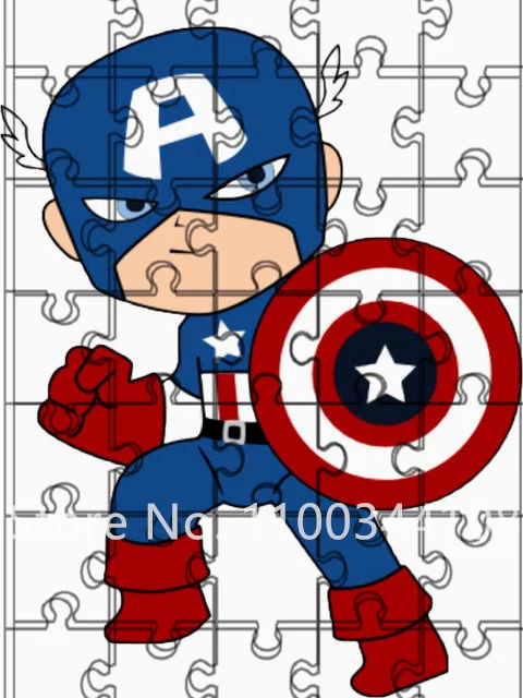 Marvel Disney Jigsaw Puzzles 35 Pieces Super Hero Cute Captain America Cartoon Wooden Puzzles for Kids Educational Toys Gift