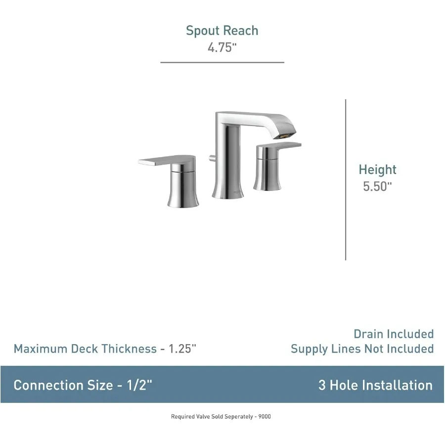 Torneira de banheiro moderna com duas alças, conjunto de drenagem para instalação de pia de 3 furos, acabamento cromado, design contemporâneo I