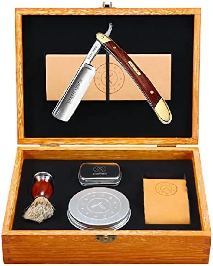 

Amazing Nude Armored Straight Razor Kit - Complete Straight Razor Shaving kit, Men's Shaving Kit Gift set