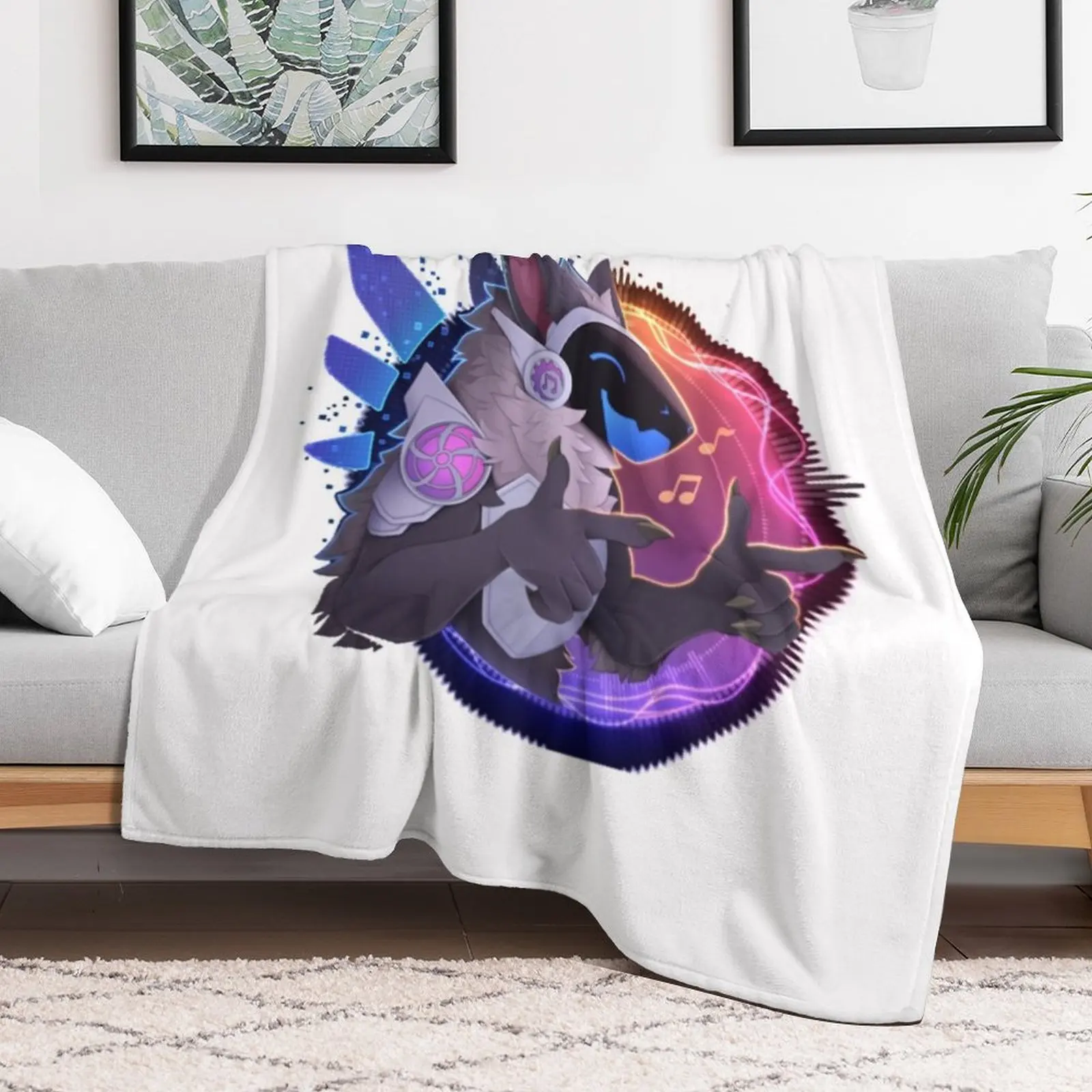 Disco protogen Throw Blanket Weighted for winter Soft Big Blankets