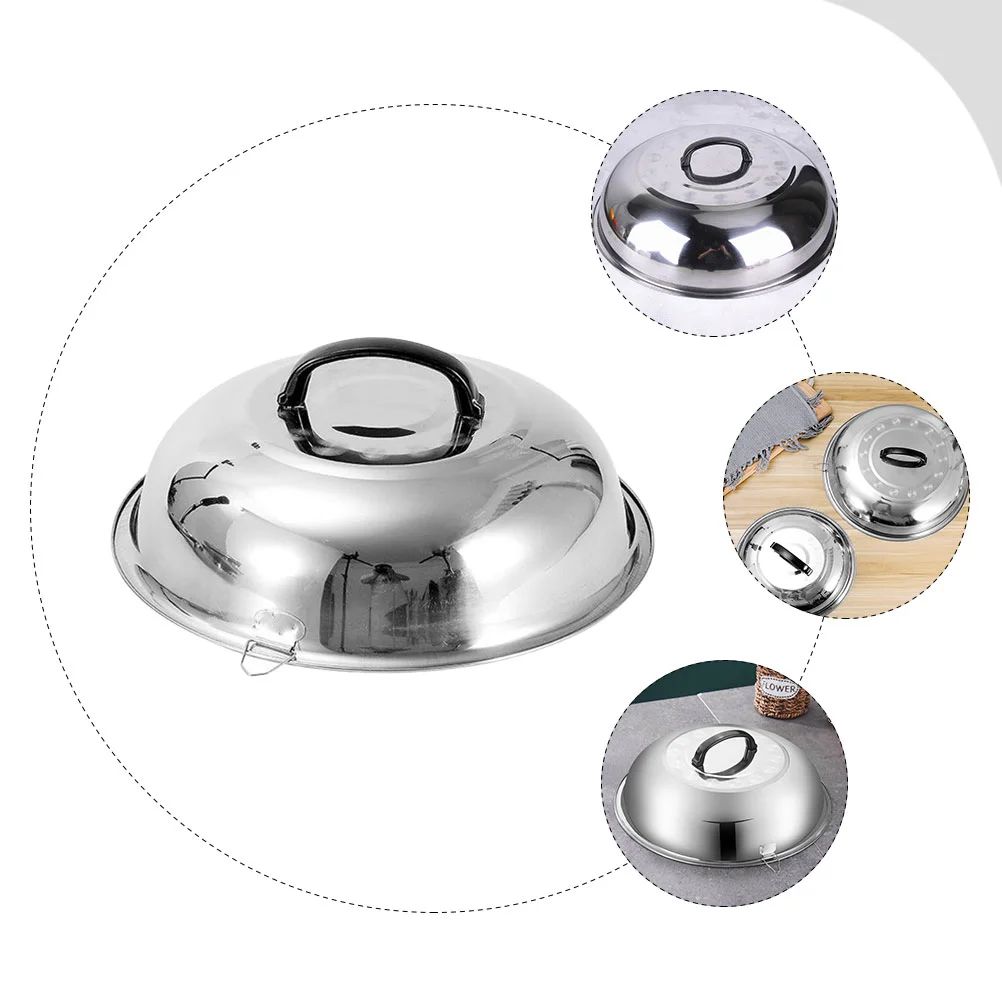 Food Stainless Steel Pot Lid Universal Cooking Tool Cover Hamburger Wok 29X29CM Thickened Silver Work