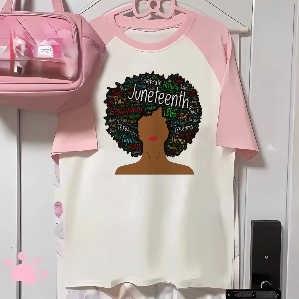 Juneteenth t shirt women blend streetwear modern style t-shirts girl Japanese clothes