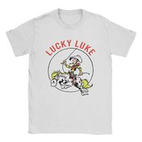 Lucky Luke T-Shirts Men Cartoon Fashion 100% Cotton Tee Shirt O Neck Short Sleeve T Shirts New Arrival Clothes