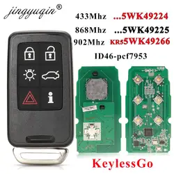 Jingyuqin 433/868/902MHz KR55WK49266 kluczyk samochodowy z pilotem dla VOLVO XC60 XC90 S90 S60 2009-2014 PCF7953 Auto centralny zamek z udać się inteligentny 5WK49224