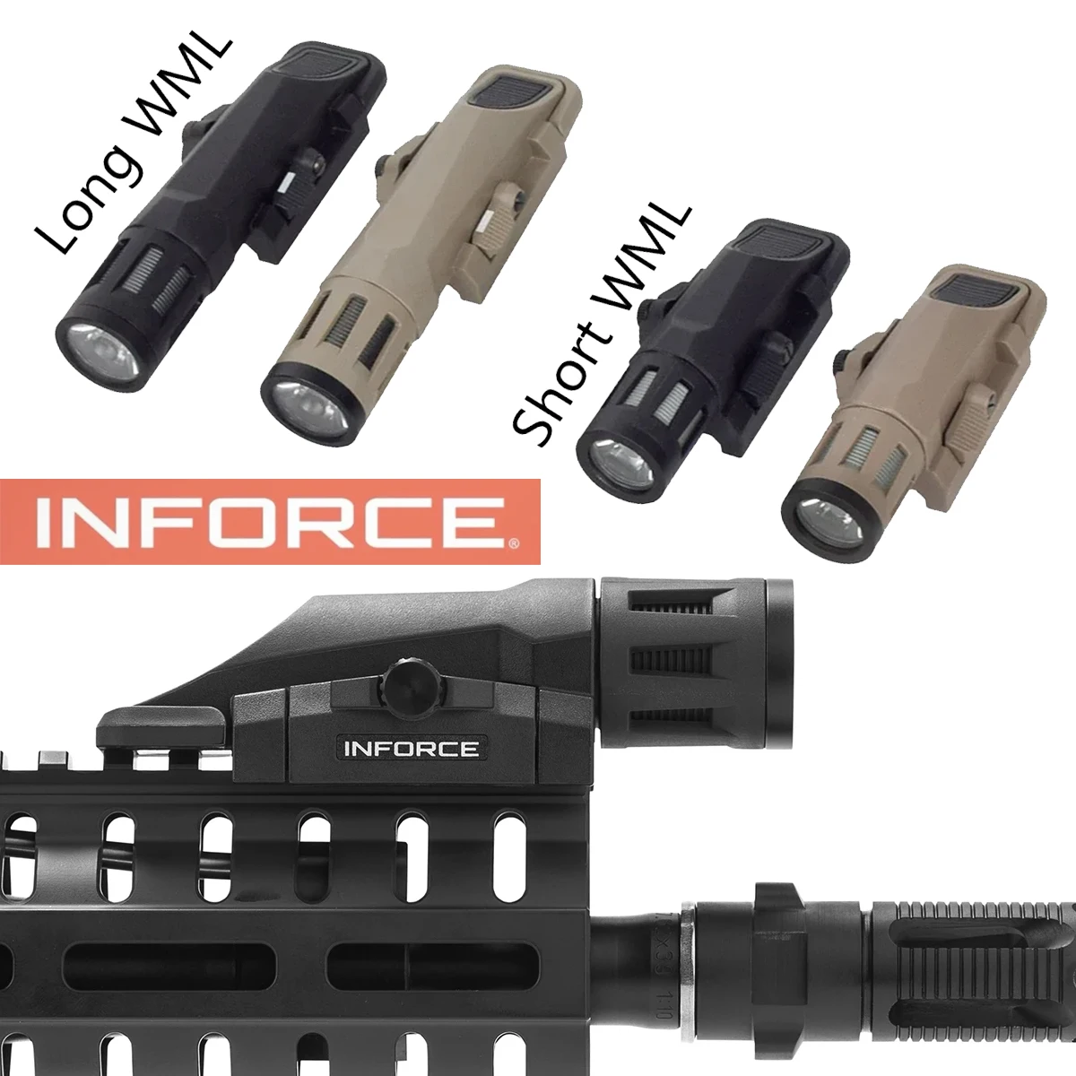 Taktische INFORCE WML Scout Light Gewehr-Taschenlampe mit Picatinny-Schiene für AKTorch AR15 HK416 Airsoft-Jagd, Konstantlicht, Stroboskop, Momentanbetrieb – Detail 2