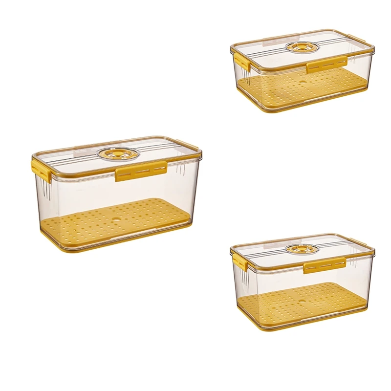 

Food Storage Refrigerator Timekeeping Organizer Box PET Kitchen Fridgekeeping Bins Yellow