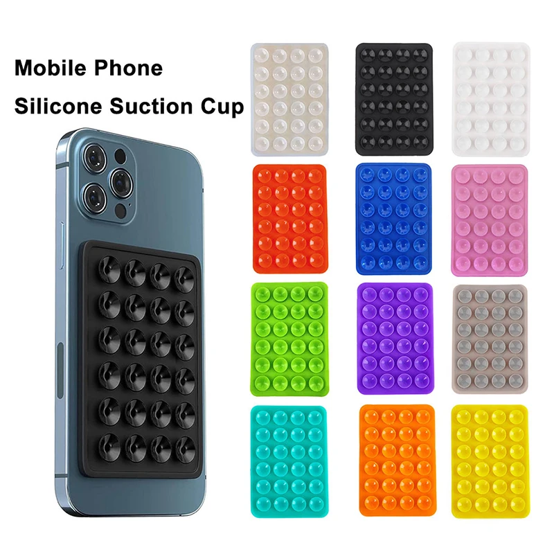 1pc Suction Cup Wall Stand Mat Anti-Slip Single-Sided Leather Case Mount Multifunctional Silicone Suction Phone Holder