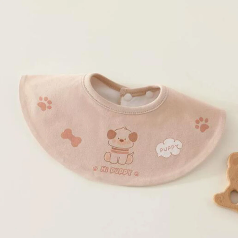 Waterproof Baby Bibs Round Neck Rotatable Adjustable Infant Feeding  Burp Cloths Cute Pattern Soft Breathable Newborn Drool Bibs