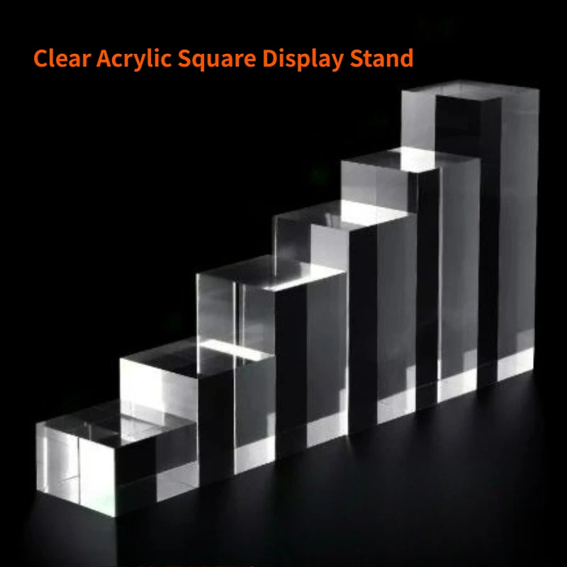 1/2pcs Transparent Acrylic Square Pillar Block Plexiglass Model Figure Display Base Processing Acrylic Crystal Showcase Riser