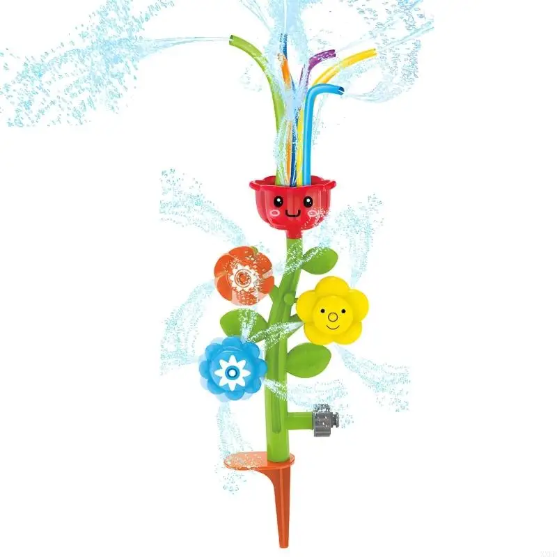 XXFE Garden Hose Water Sprinkler Toy Flower Waer Splash Toy for Kids, Rotating Outdoor Water Play Toy for Lawn Patio Yard