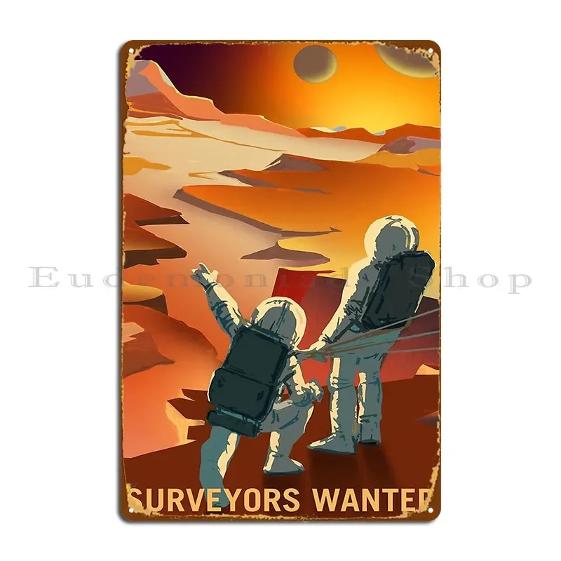 Surveyors Wanted Terraform Mars Metal Sign Wall Mural Cinema Bar Design Home Tin Sign Poster