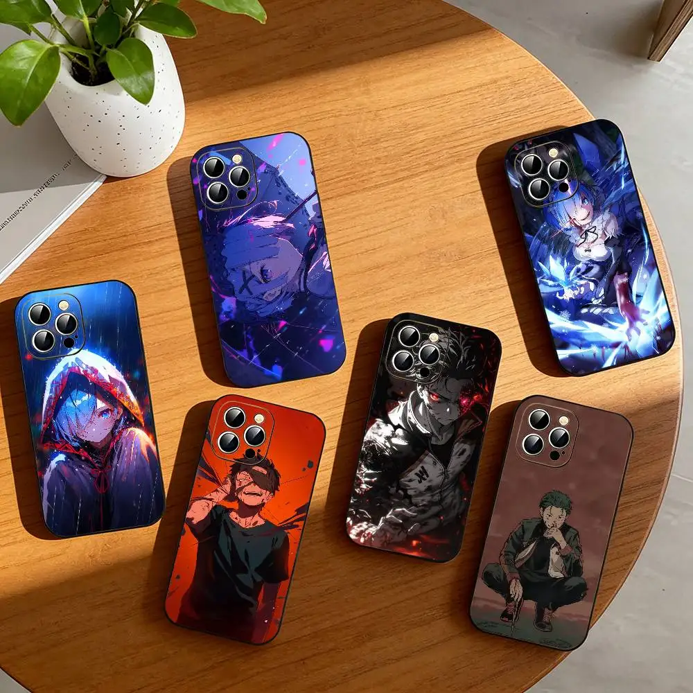 

Zero Natsuki Subaru REM Phone Case For iPhone 17,16,15,14,13,12,11 Plus,Pro Max,XS,Soft Silicone Black Cover