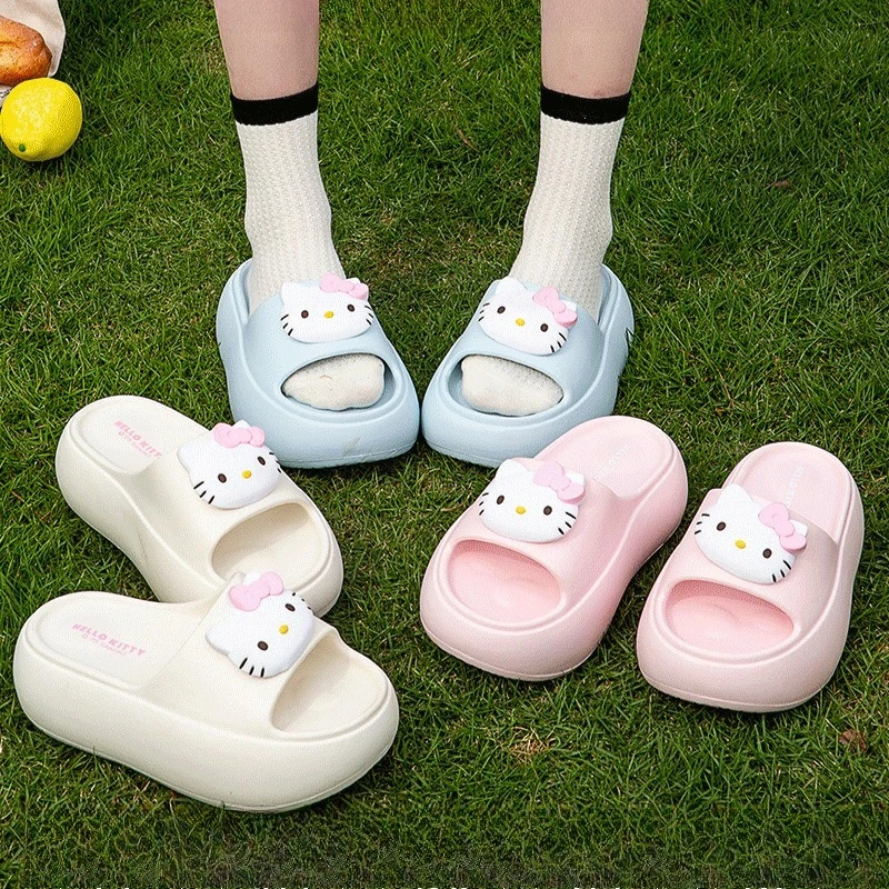 

Sanrios Hello Kitty Girl Summer Slippers Anime Thick Eva Sole Anti Slip Home Bathroom Slipper Student Indoor Soft Comfor Sandals