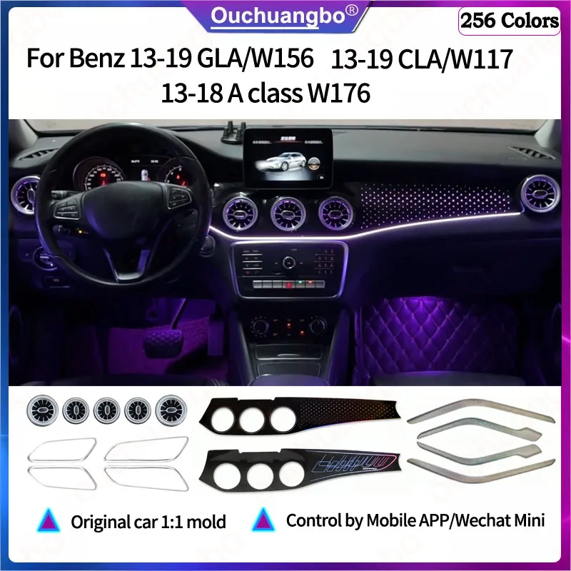 Ouchuangbo Ambientebeleuchtung für 2013-2019 RHD LHD GLA W156 CLA W117 A-Klasse W176 Ambiance-Kit Lampe Hintergrundbeleuchtungs-Kit Stimmungslicht