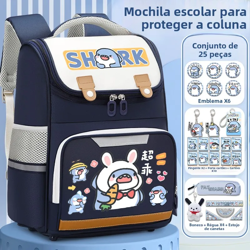 new-fifi-shark-collaborative-large-capacity-children's-backpack-elementary-school-students-double-shoulder-bag-boys-girls