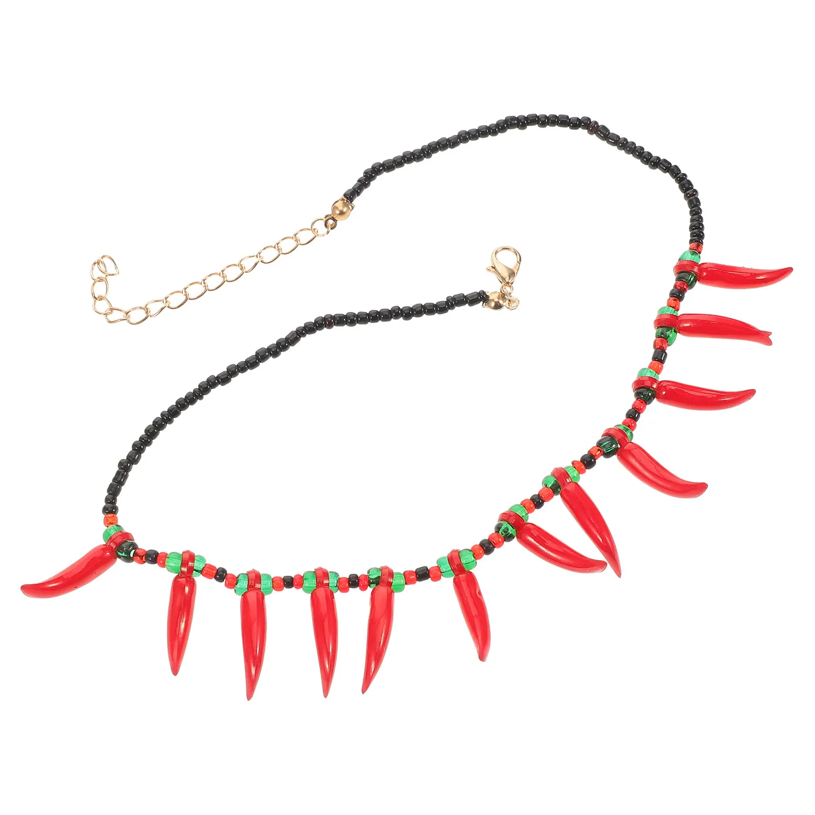 Beaded Chili Pepper Necklace Women Multi Color Vibrant Pendant Fashion Forward Neck Jewelry Casual Chic Outfit Enhancer Fiesta