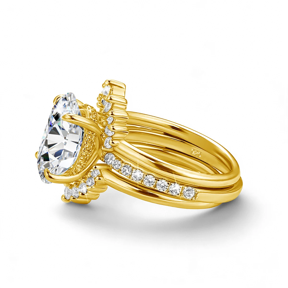 

Curved Wedding Band 5CT Oval Moissanite Engagement Ring Set for Women Bridal Jewelry Stackable Rings with Certificate