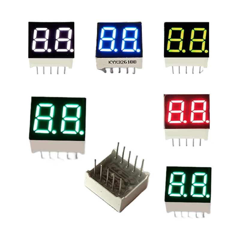 0,36-calowy żółty/niebieski/zielony/czerwony/biały wyświetlacz LED 2-bitowa katoda/anoda 15*14*7mm cyfrowy wykres słupkowy dla mierników prądu i napięcia