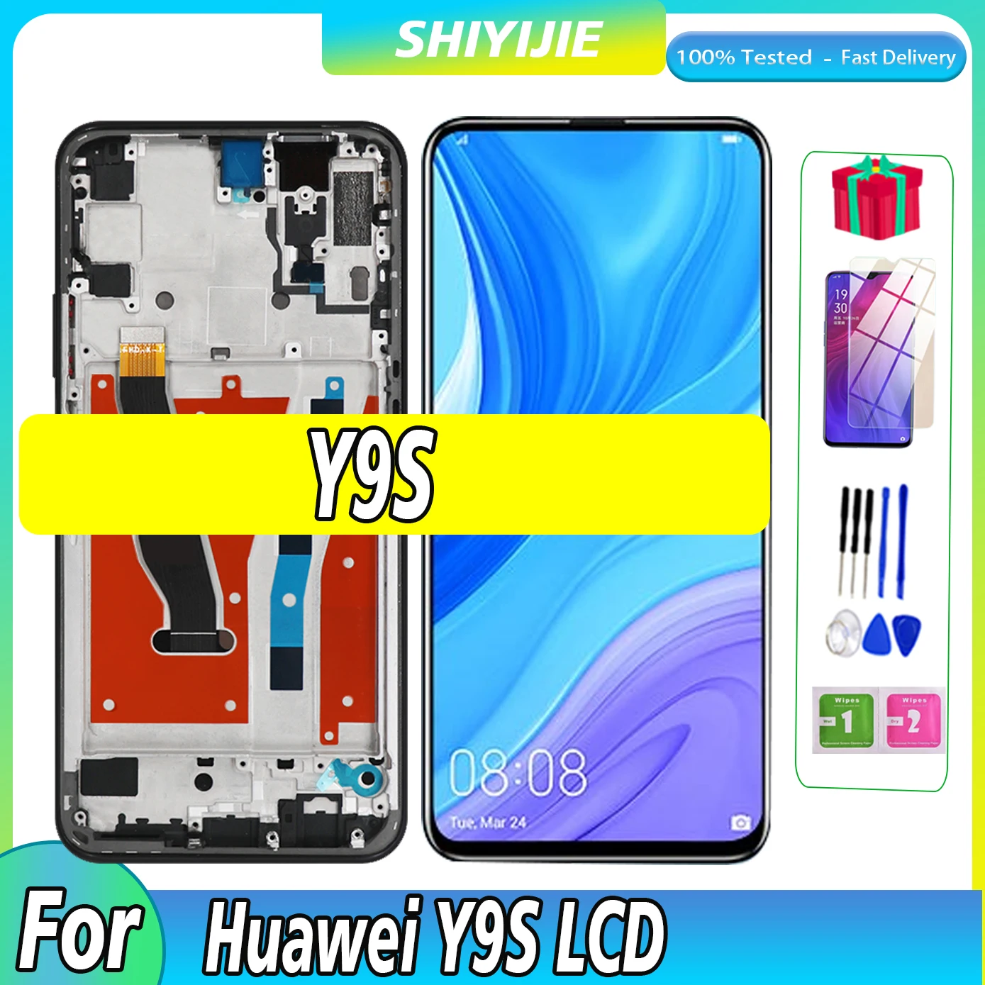 

6.59'' Original For Huawei Y9S LCD Display Touch Screen Assembly For Huawei Y9 S Display Replacement With Frame Digitizer Tested