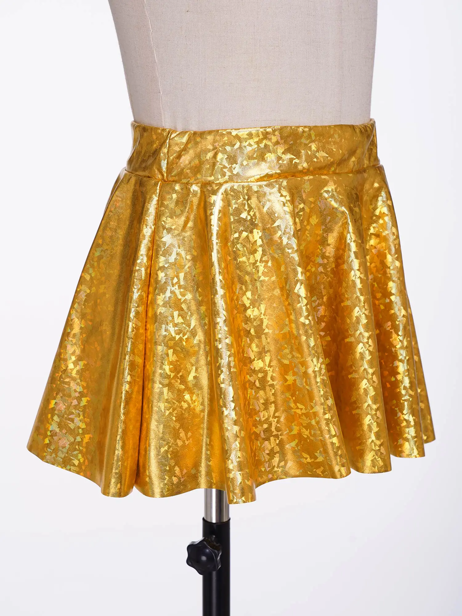 Children's Mini Skirts Kids Girls Disco Hip Hop Stage Show Streetwear Metallic Ruffled Skirt for Halloween Jazz Dance Costumes