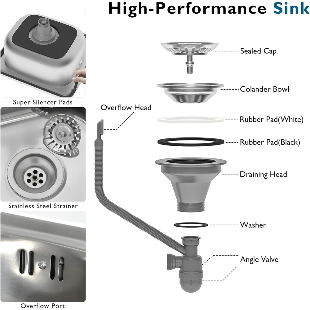 Кухонный остров "55,5" на открытом воздухе с раковиной — столешница и колеса из нержавеющей стали, мобильная тележка для гриля и бара"