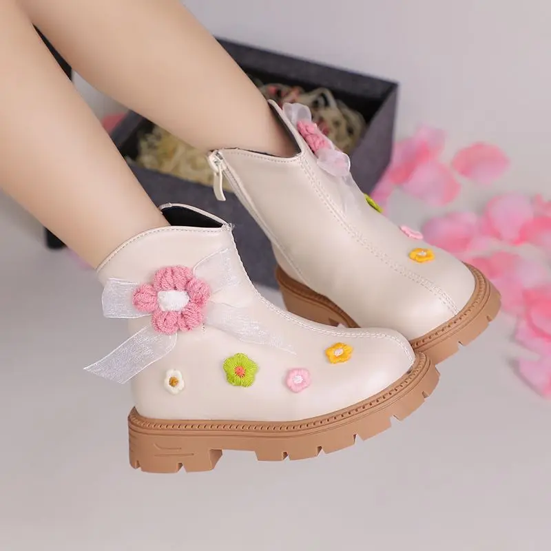 Girls Faux Fur Lined Ankle Boots 2025 Autumn Winter New Style Kids Leather Boots Stylish Loafers Warmth Comfort