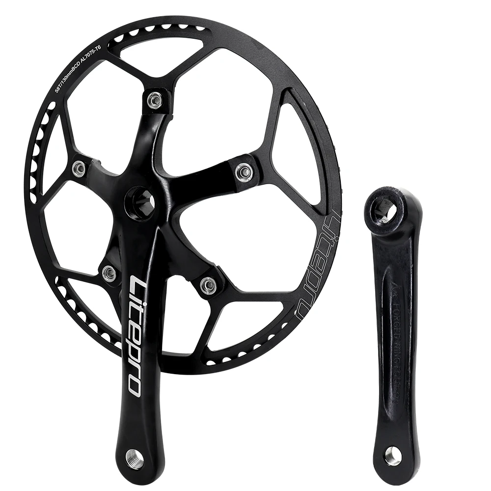 Litepro MTB Road Bike Crankset Integrated 130BCD Chainwheel Crank 45T/47T/53T/56T/58T Single Chainring Crankset Bicycle Parts