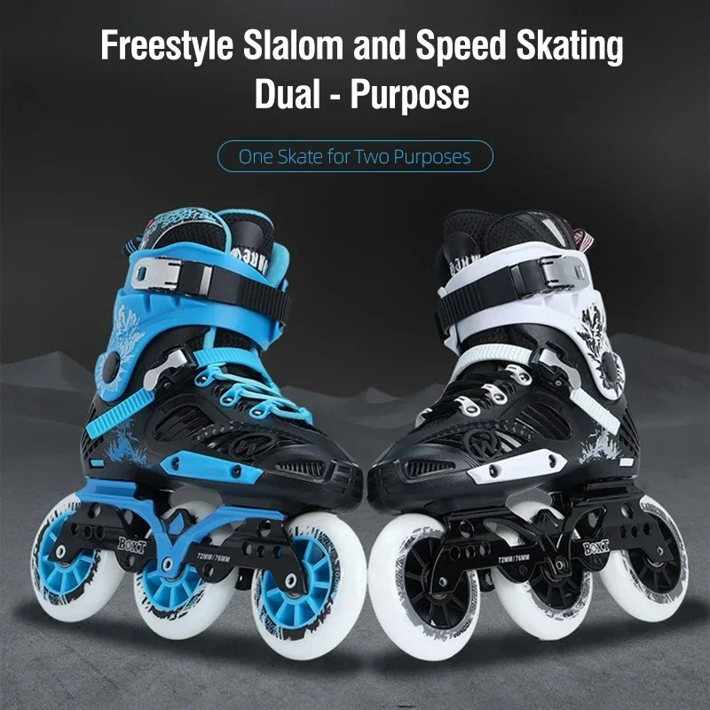 

Взрослые роликовые коньки для мужчин и женщин, 3/4 колеса, профессиональные скоростные коньки, гоночные роликовые коньки, фристайл, двойное назначение, снаряжение для фитнеса