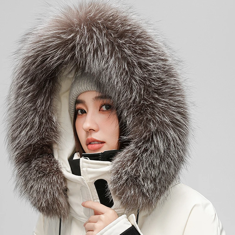 الأبيض بطة أسفل المرأة مقنعين الدافئة الثعلب الفراء طوق المرأة أسفل سترة 2025 شتاء جديد جودة عالية أسفل سترة موضة باركر H764 #6