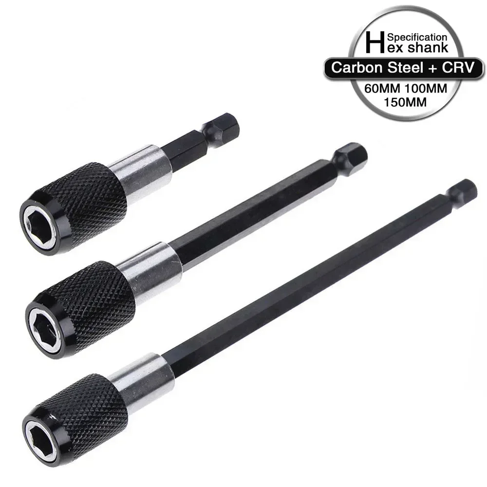 

Hex Shank 1/4 Inch Quick Release Screwdriver Magnetic Bit Holder with Adjustable Collar Extension Bar 60mm 100mm 150mm