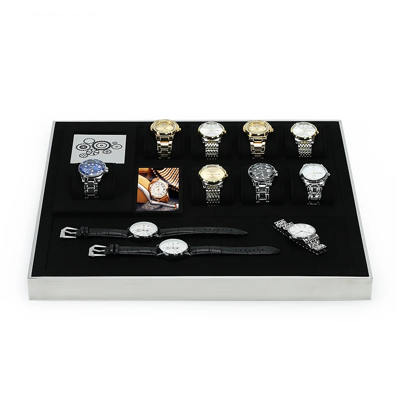 حامل عرض ملحقات جديد، مجموعة ساعات سوداء رفيعة للغاية، عرض نافذة وتخزين، دعائم عرض للساعة #5