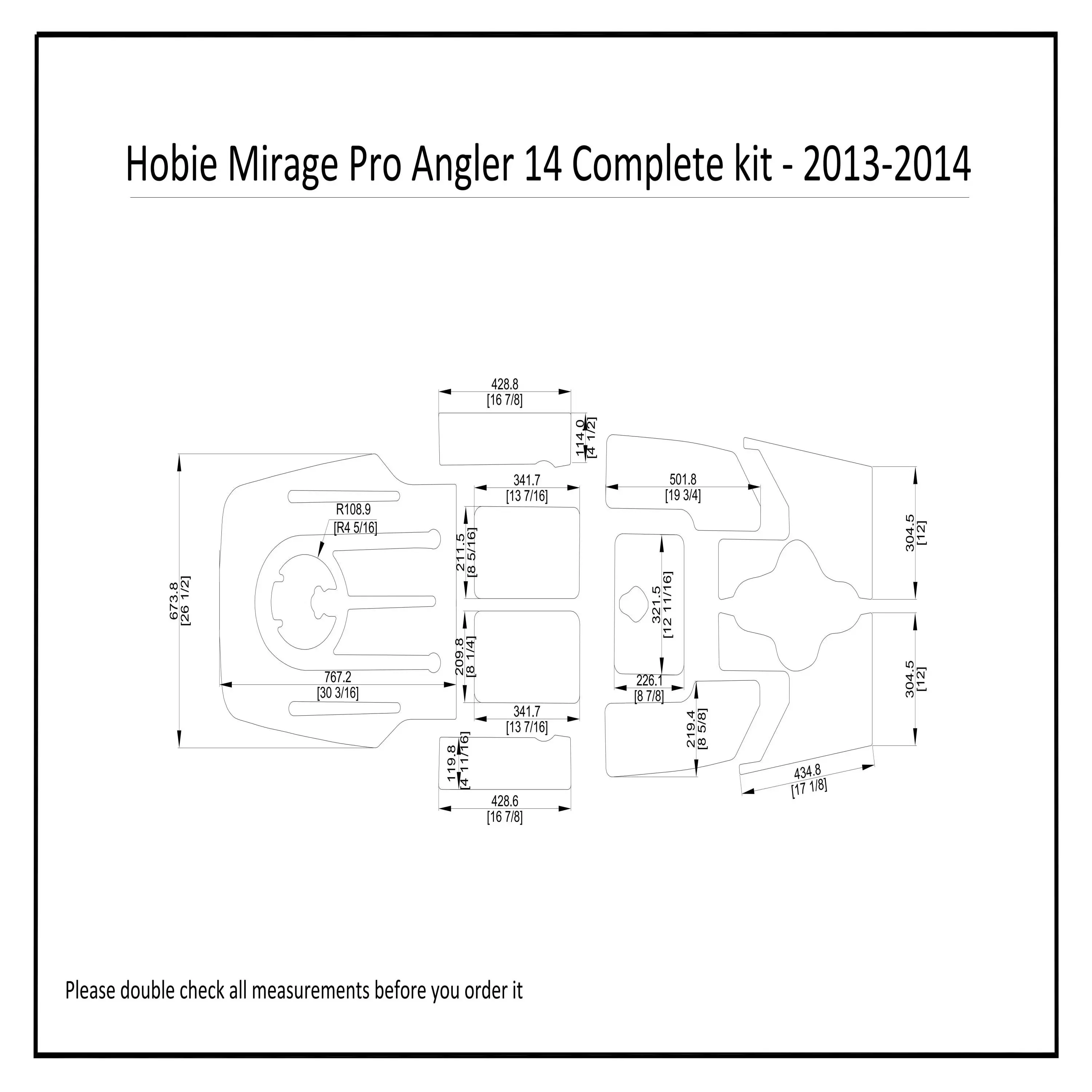 2013-2014 Hobie Mirage Pro Angler 14 Complete kit Kayak Boat EVA Foam Floor Pad