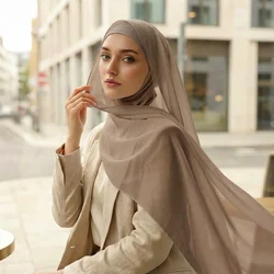 Ramadan Instant Hijab Set Long Neck Cap With Chiffon Scarf Solid Bonnet Hat And Scarf Combo Muslim Woman Hijab Shawl Wrap Turban
