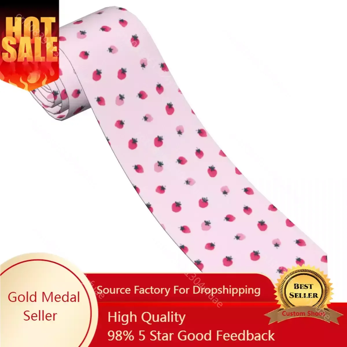 

Mens Tie Slim Skinny Pink Strawberry Pattern Necktie Fashion Necktie Free Style Men Tie Party Wedding