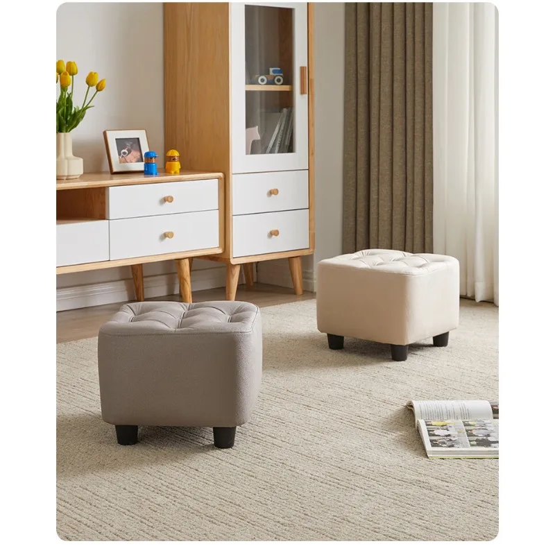 Versatile Stool Bench Footrest Ottoman, Compact Low Seat with Sturdy Construction, for Living Room, Bedroom, Entryway, Office