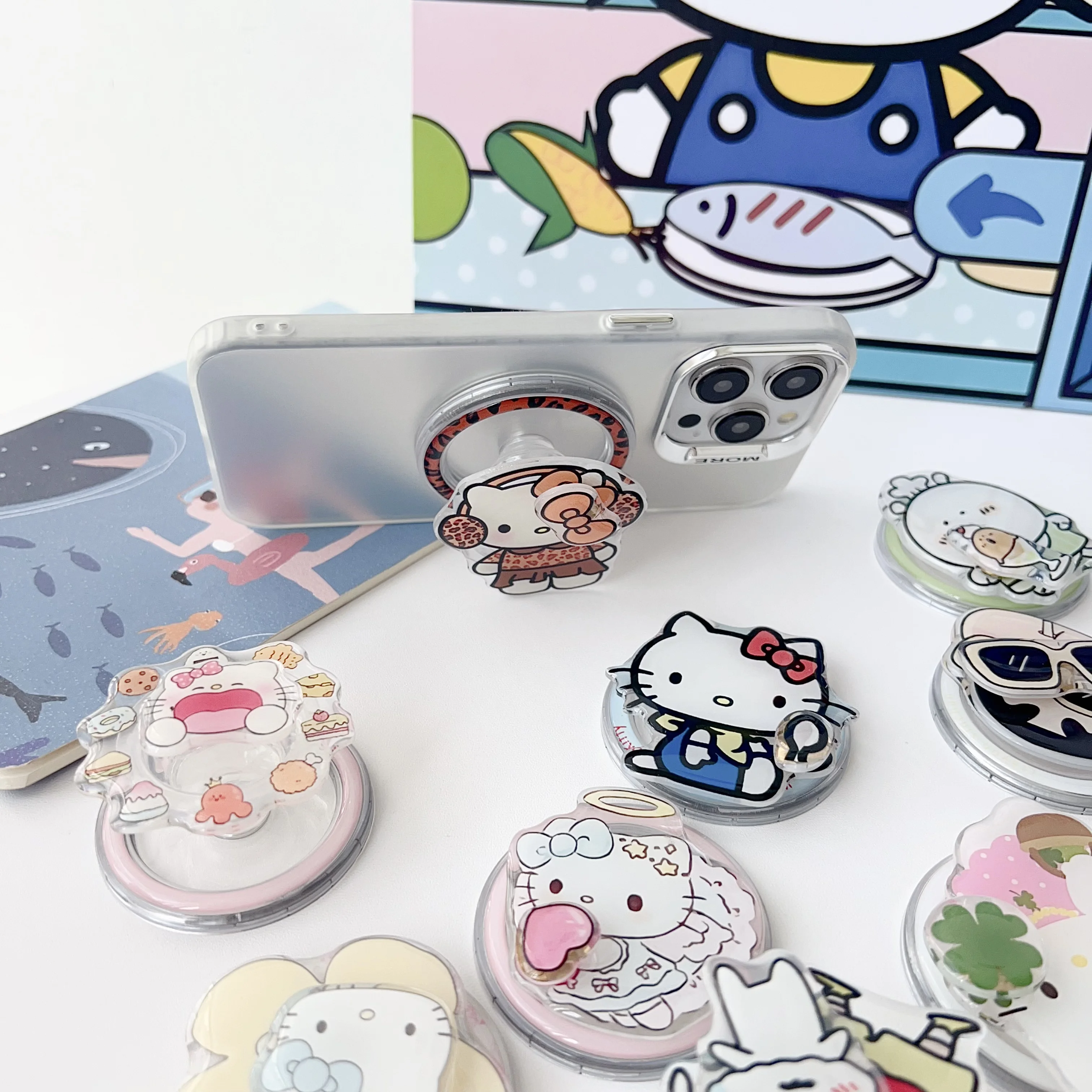 لوح تزلج كوري لطيف على شكل رسوم كرتونية لـ Magsafe حامل هاتف مغناطيسي لهاتف IPhone 17 حامل شحن لاسلكي قابل للطي #4