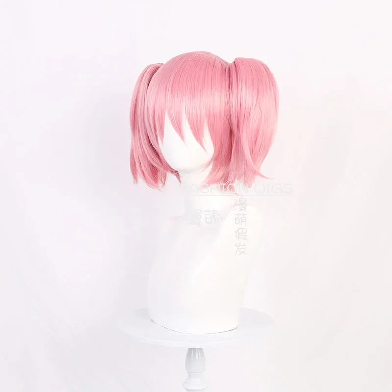 Anime Kaname Madoka cosplay pink wig Magica Quartet role play pink ponytails hair costumes