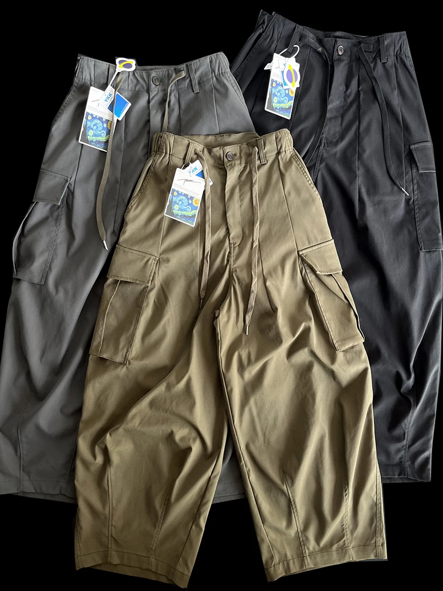 

Street Sle Men's Wide Leg Pants Dstring Multiple kets Casual Workwear Loose Fit Spring Autumn Faion Trend Brand