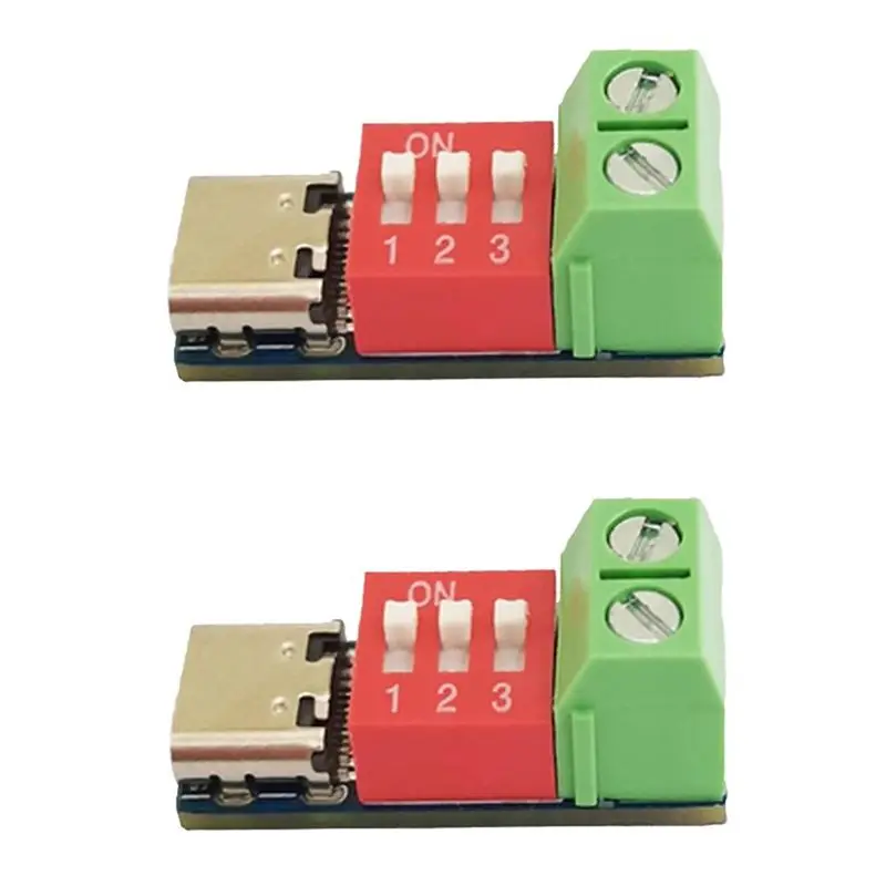 【A43M】2PCS Type-C PD QC Trigger 5V-20V DC Adjustable Voltage Power Module Dial Adjustment Voltage Fast Charging Decoy Module Dur