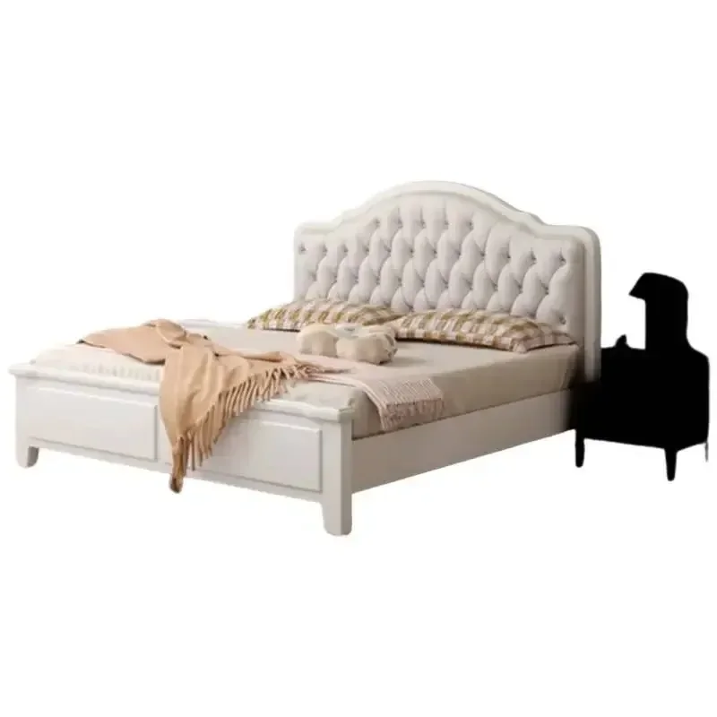 +Double Wood Modern Bed Frame Trendy Waterproof Large Wooden Luxury Double Bed Frames Full Size Bedroom Postmodern Furniture