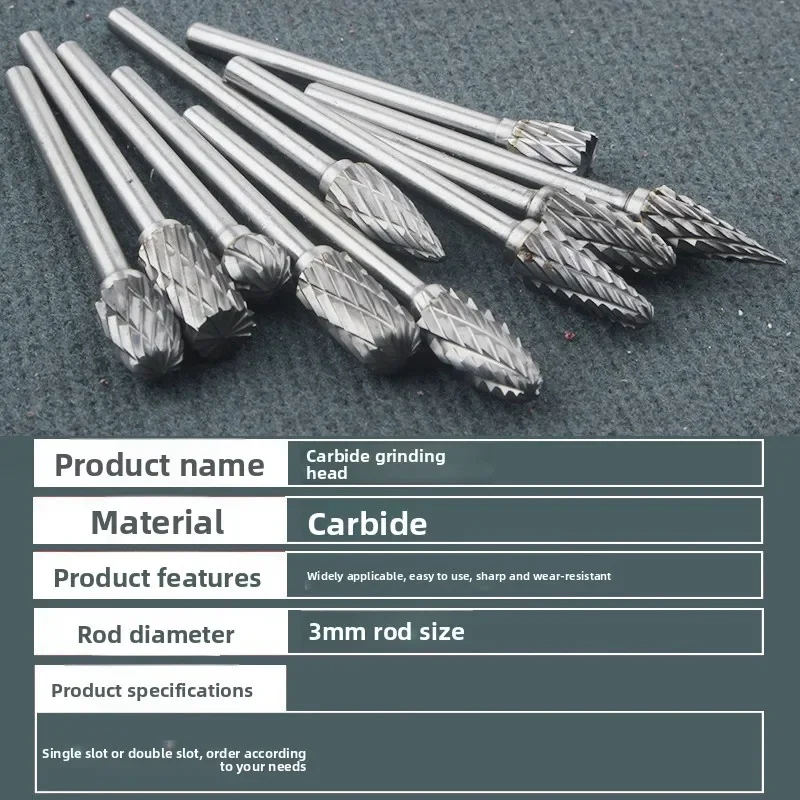 3*6A Internal Grinding Head/Tungsten Steel Grind Carbide Rotary File/Single-pattern Double-groove Metal Engraving Electric File