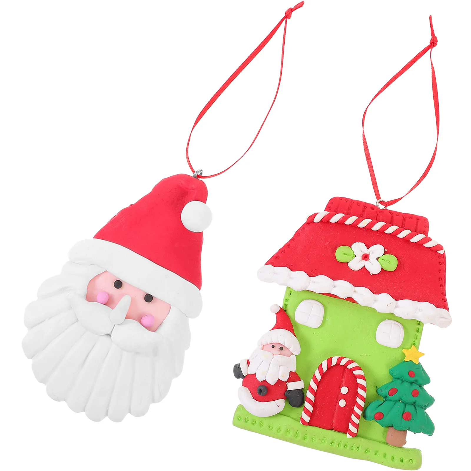 

2Pcs Christmas Tree Decorations Festive Xmas Pendants Cute Shapes PVC Material Easy to Hang Holiday Cheer