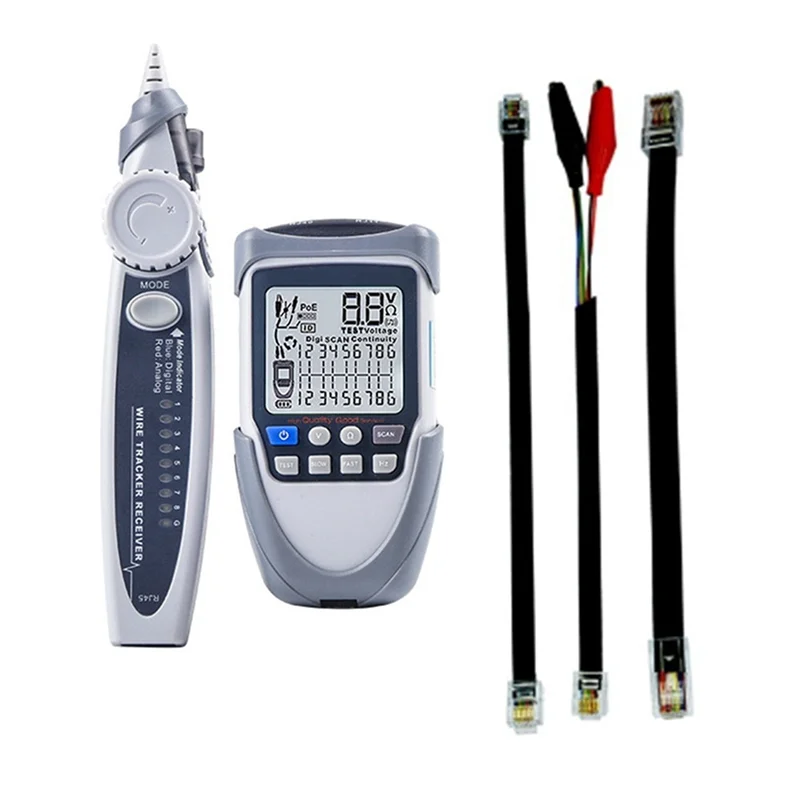 

Exquisite-Handheld Network Cable Tester LCD Screen Display Digital Wire Trackers Continuity Voltage Polarity Checking POE Test