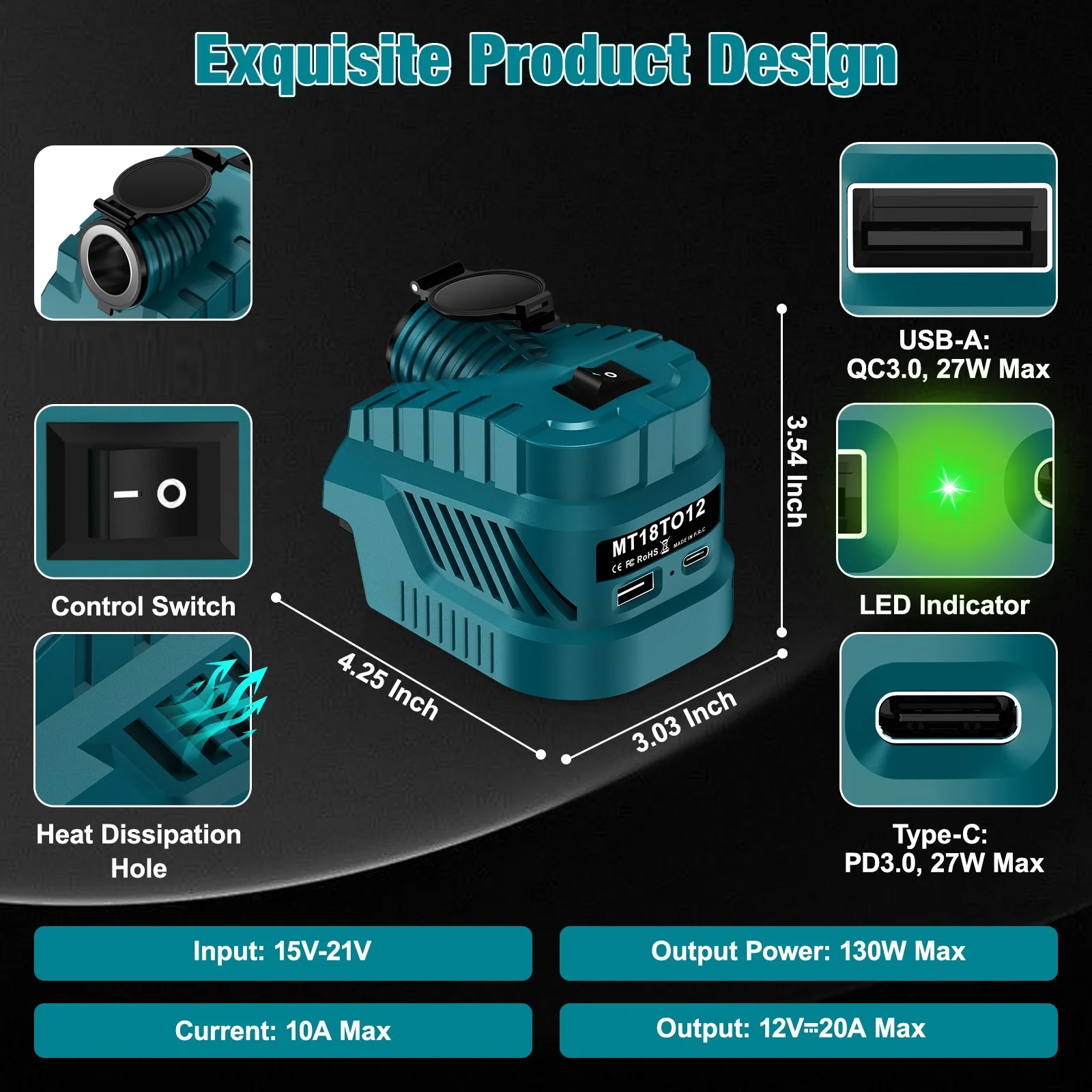 15-21V Batterij Converter Adapter Oplader Usb-poort Voor BL1850 BL1860B BL1840B Voor BL1830 BL182 BL1815 Batterij snel Opladen